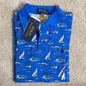 Ralph Lauren Kids Blue Polo Shirt with Nautical Print